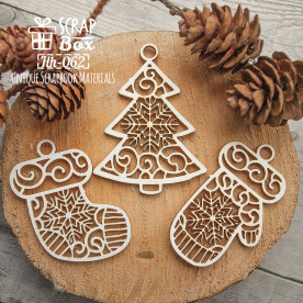 Чипборд набор новогодней аттрибутики  от Scrapbox