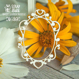 Чіпборд маленька рамка з сердечком, 40x60мм, Scrapbox