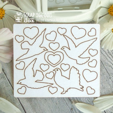 Чипборд набор свадебные голуби  82 x 75 мм от Scrapbox