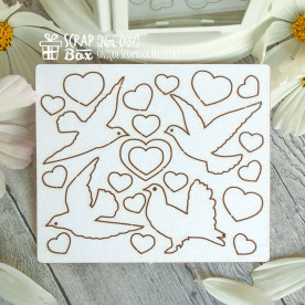 Чипборд набор свадебные голуби  82 x 75 мм от Scrapbox