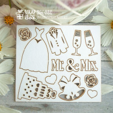 Чипборд набор Свадебный малый, 105x94мм, Scrapbox