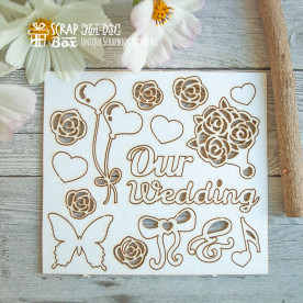 Чипборд набор Свадебный букетный 105 x 94 мм от Scrapbox