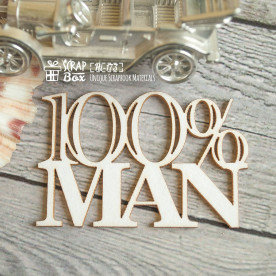 Чипборд надпись 100% man 50 x 33 мм от Scrapbox