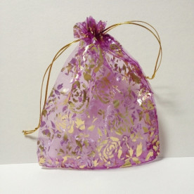 Пакет з органзи з візерунком 13х18 см, фіолетовий