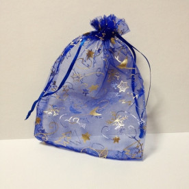 Пакет з органзи з візерунком 13х18 см, синій
