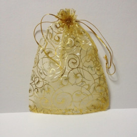Пакет з органзи з візерунком 13х18 см, Золотий завиток