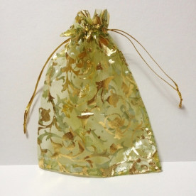 Пакет з органзи з візерунком 13х18 см, Золотий листочок