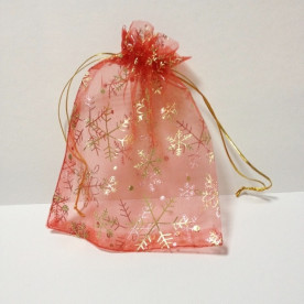 Пакет з органзи з візерунком 13х18 см, червоний