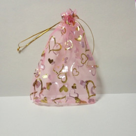 Пакет з органзи з візерунком 13х18 см, рожевий