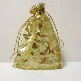 Пакет з органзи з візерунком 13х18 см, оливковий