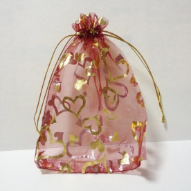 Пакет з органзи з візерунком 13х18 см, бордовий