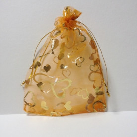 Пакет з органзи з візерунком 13х18 см, помаранчевий