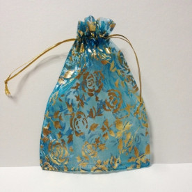 Пакет з органзи з візерунком 13х18 см, бірюзовий