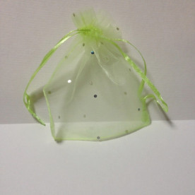 Пакет з органзи в горошок 12х10 см, салатовий