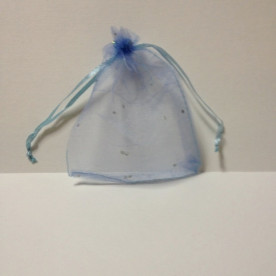 Пакет з органзи в горошок 12х10 см, блакитний