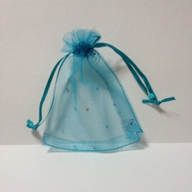 Пакет из органзы в горошек 12х10 см, бирюзовый