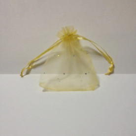 Пакет з органзи в горошок 12х10 см, золотий