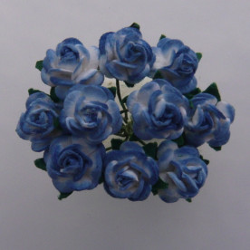Набір 10 декоративних паперових троянд синього кольору, 10 мм