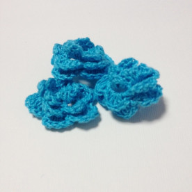 Вязаный двухслойный цветок, 36 мм, цвет голубой