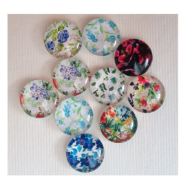Набір скляних кабошонов Квіти в букетах, 10 шт, розмір 12 мм