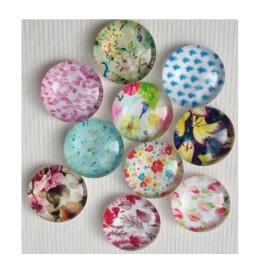 Набор стеклянных кабошонов Нежные Цветы, 10 шт, размер 12 мм