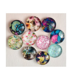 Набор стеклянных кабошонов Flowers, 10 шт, размер 12 мм