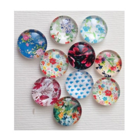 Набор стеклянных кабошонов Цветочное настроение, 10 шт, размер 12 мм