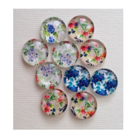 Набор стеклянных кабошонов Цветочные Фантазии, 10 шт, размер 12 мм