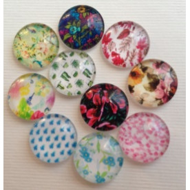 Набір скляних кабошонов Екзотіческіе Квіти, 10 шт, розмір 15 мм