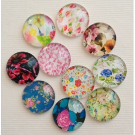 Набор стеклянных кабошонов Flowers, 10 шт, размер 15 мм