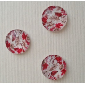 Скляний кабошон Червоний Лист, 1 шт, розмір 15мм