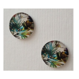 Стеклянный кабошон Зеленый Цветок, 1 шт, размер 15мм