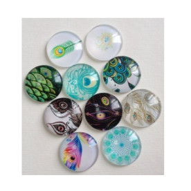 Набор стеклянных кабошонов Жарптица, 10 шт, размер 25 мм