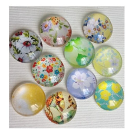 Набір скляних кабошонов Квіткова галявина, 10 шт, розмір 12 мм