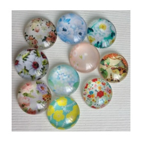 Набор стеклянных кабошонов Летние Цветы, 10 шт, размер 12 мм