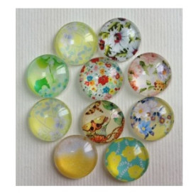 Набір скляних кабошонов Весна, 10 шт, розмір 12 мм