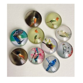 Набір скляних кабошонов Райські Птахи 1, 10 шт, розмір 15 мм