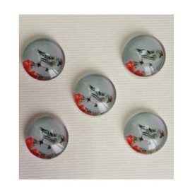 Стеклянный кабошон Райская Птица, 1 шт, размер 15мм