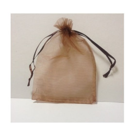 Пакетик з органзи однотонний коричневий, 12 * 10 см