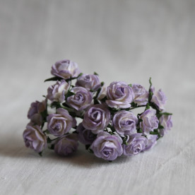 Набор 10 декоративных бумажных роз лилового цвета, 10 мм