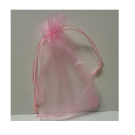 Пакетик з органзи однотонний рожевий, 12 * 10 см
