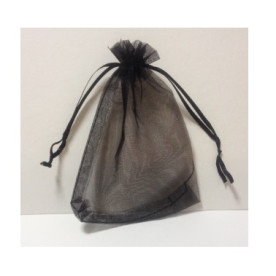 Пакетик з органзи однотонний чорний, 12 * 10 см