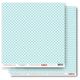 Двусторонняя бумага Клеточка Перламутровая Бирюза 30,5х30,5 см от ScrapBerry's