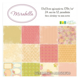  Набір паперу 15х15 см "Mirabella", 24 аркуша, 170г / м2 від ScrapStudio