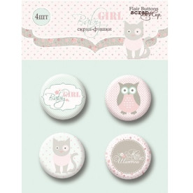 Набор скрап-фишек 4шт "Baby Girl" от Scrapmir