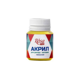 Акрил для декору, Лимонний, матовий, 20 мл, Rosa Talent
