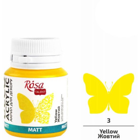 Акрил для декора, Желтый, матовый, 20 мл, ROSA TALENT