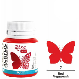 Акрил для декора, Красный, матовый, 20 мл, ROSA TALENT
