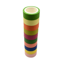 Набор однотонного бумажного скотча 15 мм, 10 м, 10 шт