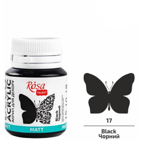 Акрил для декору, Чорний, матовий, 20 мл, ROSA TALENT